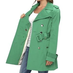 Calvin Klein Kelly Green Short Trench Coat